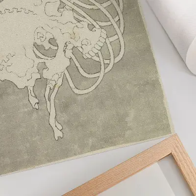 Plagát na stenu Hokusaiho lebka s rebrami a makabróznym hrudným košom ako reprodukcia diela z Rijksmuseum