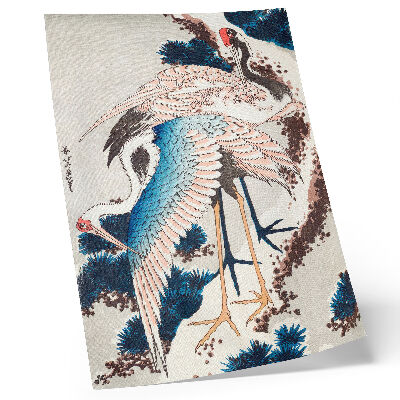 Poster na stenu Žeriavy na zasneženom strome od Katsushiki Hokusai (1834), vintage drevorytina