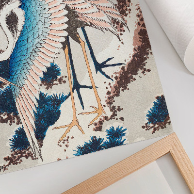 Poster na stenu Žeriavy na zasneženom strome od Katsushiki Hokusai (1834), vintage drevorytina