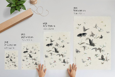 Poster na stenu Hokusaiho Motýle a mole