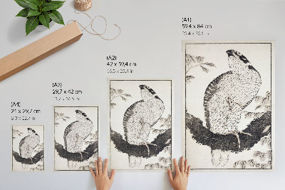 Poster na stenu Vták z Albumu náčrtov od Kacušiky Hokusaiho (1814), stará japonská drevotlač