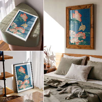 Plagát Pivonky a kanárik od Katsushiki Hokusai (1834) – vintage drevoryt