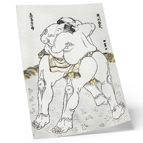 Poster na stenu Zápasníci sumo od Katsushiki Hokusai (1760–1849), vintage japonská drevotlač