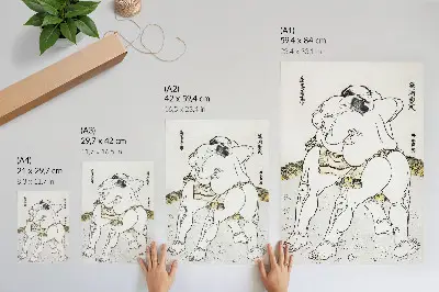 Plagát na stenu Zápasníci sumo od Katsushiki Hokusai, vintage japonská drevotlač