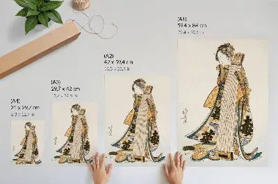 Plagát s motívom Japonského Hokusaisa v štýle vintage ukiyo-e do obývačky