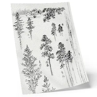 Hokusaiove Borovice vintage japonská drevorezba z rokov 1800 až 1900 ako plagát na stenu