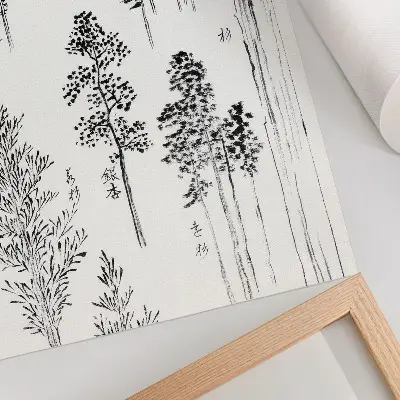 Hokusaiove Borovice vintage japonská drevorezba z rokov 1800 až 1900 ako plagát na stenu