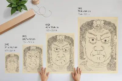 Plagát do obývačky zobrazenie masky Fudō Myōō od školy Katsushika Hokusai
