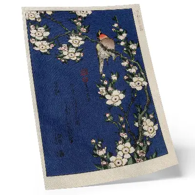 Plagát Katsushika Hokusai Robin na konári čerešňového kvetu