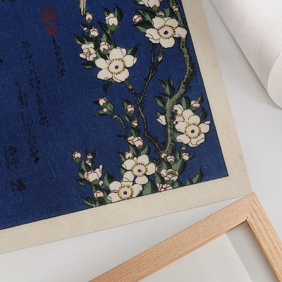 Plagát Katsushika Hokusai (1760-1849), Robin na konári čerešňového kvetu