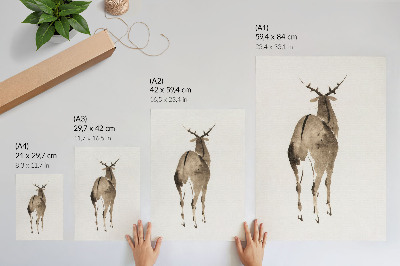 Poster na stenu Katsushiki Hokusai's Deer (1904), vintage zvieracie ilustrácie