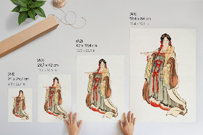 Plagát do obývačky Benten (Bohyňa lásky) (18. – 19. storočie), ilustrácia japonskej ženy z doby kamennej od Kacušiku Hokusaia