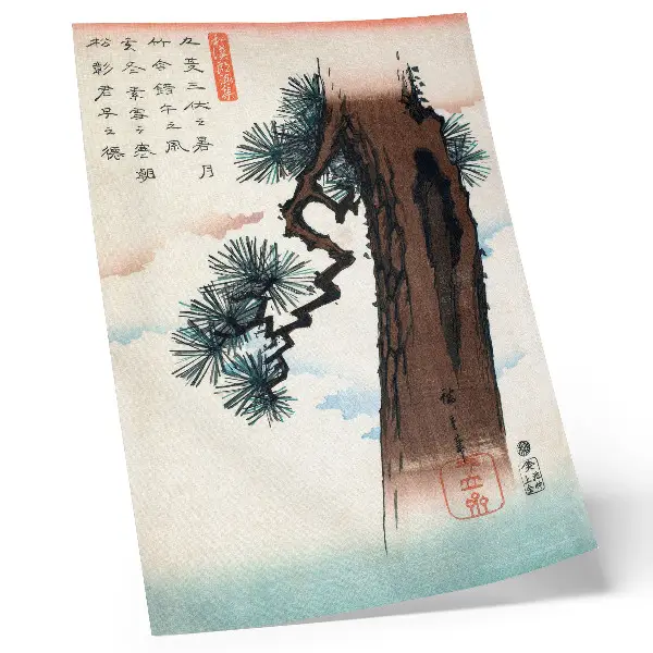 Plagát Japonská borovica z cyklu Ukiyo-e od Utagawu Hiroshigeho z rokov 1842 až 1843