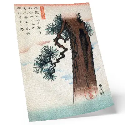 Plagát Japonská borovica z cyklu Ukiyo-e od Utagawu Hiroshigeho z rokov 1842 až 1843
