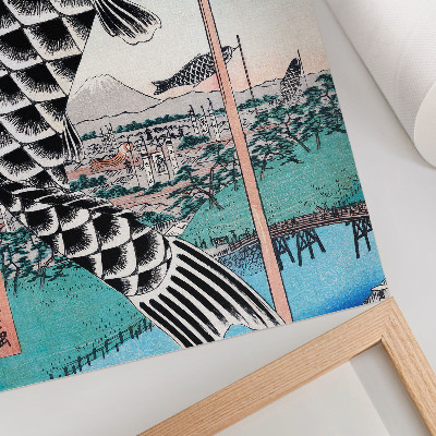 Plagát do obývačky Most Suidobashi a Surugadai v Utagawa Hiroshige (1857)