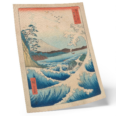 Poster na stenu Veľká vlna na pláži Satta v Suruge, zo série Tridsaťšesť pohľadov na Fuji (Fuji Sanjuroku Kei) od Utagawy Kuniyos