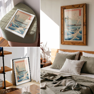Poster na stenu Veľká vlna na pláži Satta v Suruge, zo série Tridsaťšesť pohľadov na Fuji (Fuji Sanjuroku Kei) od Utagawy Kuniyos