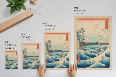 Poster na stenu Veľká vlna na pláži Satta v Suruge, zo série Tridsaťšesť pohľadov na Fuji (Fuji Sanjuroku Kei) od Utagawy Kuniyos