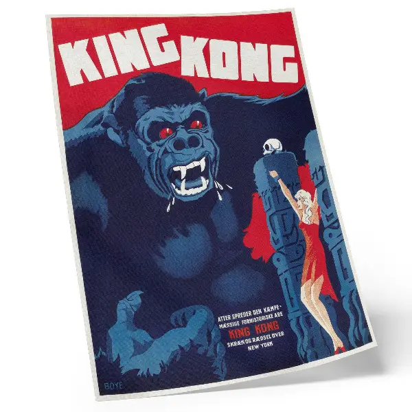 Plagát do obývačky dánsky filmový plagát ku filmu King Kong z roku 1933