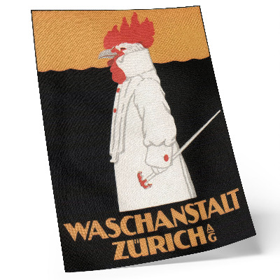 Poster na stenu Waschanstalt Zurich (1905), historický reklamný plagát Roberta Hardmeyera