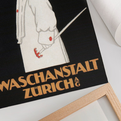 Poster na stenu Waschanstalt Zurich (1905), historický reklamný plagát Roberta Hardmeyera