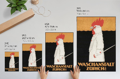 Poster na stenu Waschanstalt Zurich (1905), historický reklamný plagát Roberta Hardmeyera