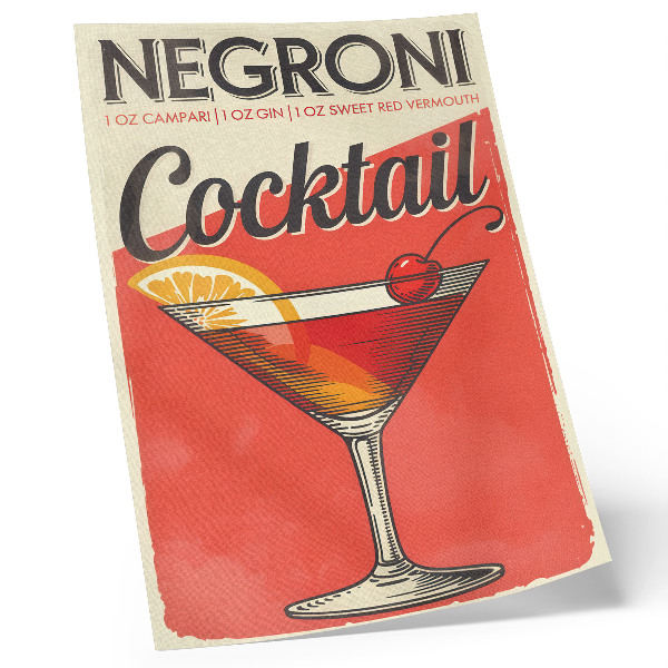Poster na stenu Koktail Negroni s citrónom a čerešňou