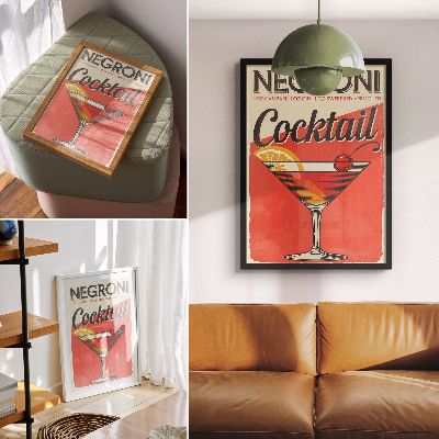 Poster na stenu Koktail Negroni s citrónom a čerešňou