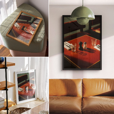 Poster na stenu Stôl v reštaurácii s korením a pohármi