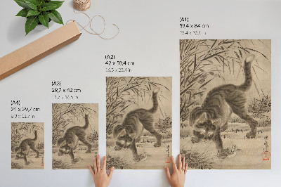 Poster na stenu Mačka chytá žabu od Kawanabeho Kyosaiho