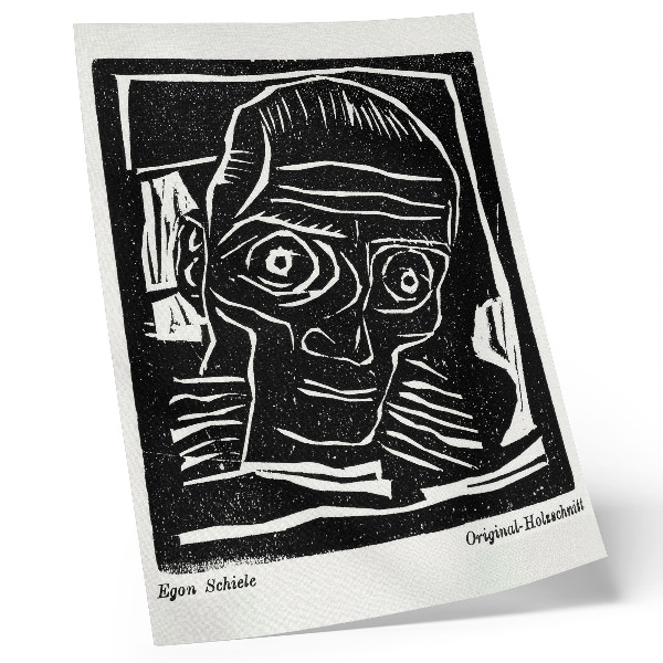 Poster na stenu „Die Aktion“, ročník 6, č. 39/40 (1916), abstraktná ilustrácia hlavy od Egona Schieleho