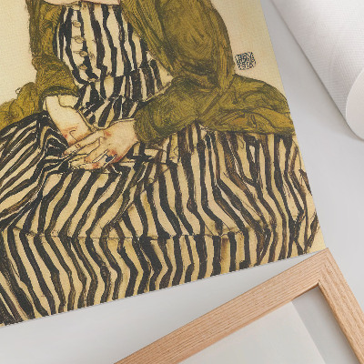 Plagát Portrét Edith Schiele v pruhovaných šatách (1915) od Egona Schieleho