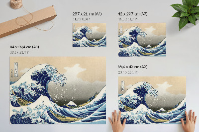 Plagát do izby Veľká vlna pri Kanagawe (1760 – 1849) od Hokusaia – japonská drevotlač ukijo-e
