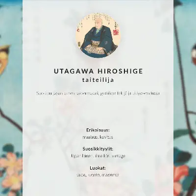 Retro plagát Japonské vtáky a kvety z roku 1833 ako historická drevorezba od Utagawu Hirošigeho