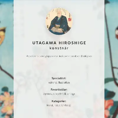 Retro plagát Japonské vtáky a kvety z roku 1833 ako historická drevorezba od Utagawu Hirošigeho