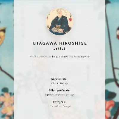Retro plagát Japonské vtáky a kvety z roku 1833 ako historická drevorezba od Utagawu Hirošigeho
