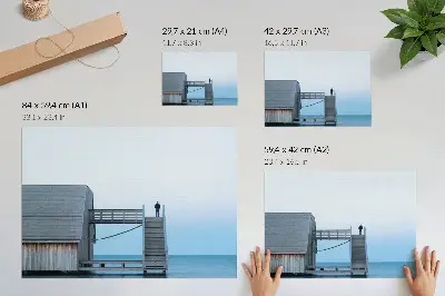 Retro plagát minimalistický motív človeka na schodoch s architektonickými prvkami