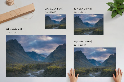 Poster Hory v oblakoch modrý pokoj príroda