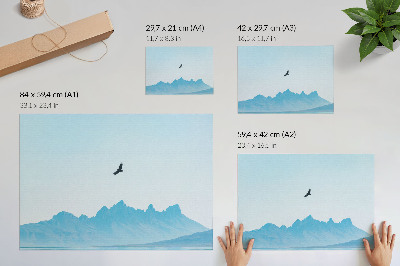 Retro plagát Minimalistická krajina horských vtákov