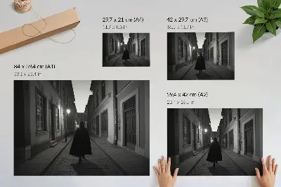 Plagát tmavá ulica s tajomnou postavou a nostalgickou atmosférou