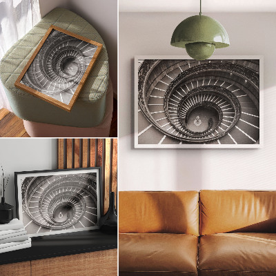 Retro plagát Architektúra točitého schodiska elegancia