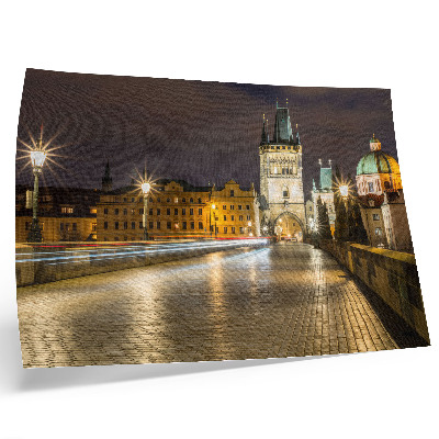 Poster Očarujúca architektúra osvetleného mosta v noci