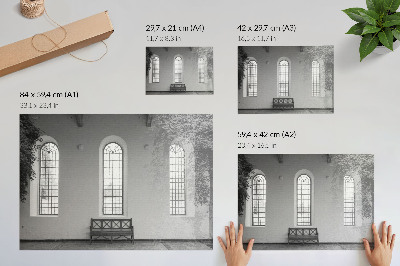 Poster Minimalistický interiér s oknami a rastlinami