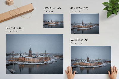 Retro plagát Zimné mesto malebná architektúra harmónia