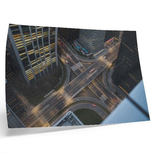 Plagát do izby Panoráma mesta zhora, svetlá v noci, modernosť