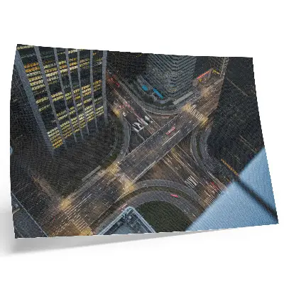 Plagát do izby panoráma mesta zhora so svetlami v noci v modernom štýle