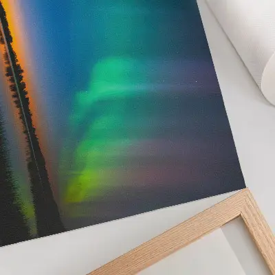 Plagát aurora nad jazerom s magickou atmosférou