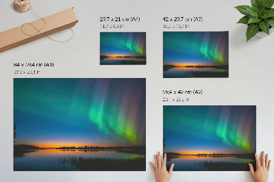 Poster Aurora nad jazerom, magická atmosféra