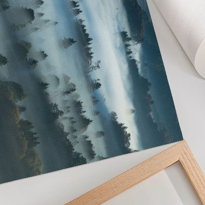 Poster Zelené stromy v hmle, pokojná atmosféra, tlmené farby