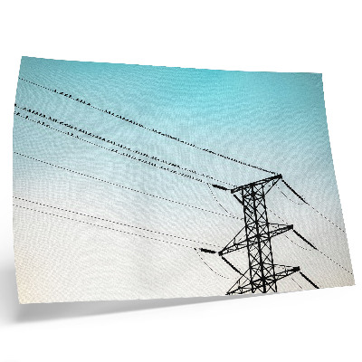 Poster Vtáky na elektrickom vedeniach modrej oblohy